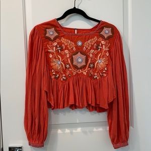 Free People Embroidered Blouse